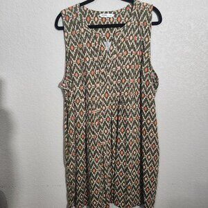 Sonoma Dress Womens XXL Sleeveless Green Orange Geometric Print Tunic